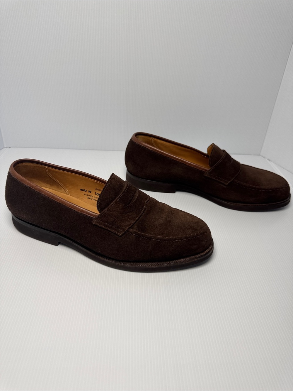 Crockett & Jones Boston Brown Suede Penny Loafers